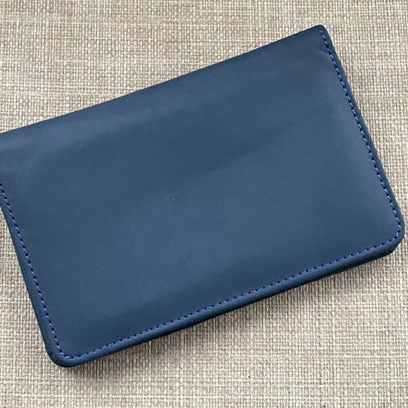 Handmade Passport Holder Genuine Leather Blue BiFold Card Holder Travel Wallet - Picture 3 of 10